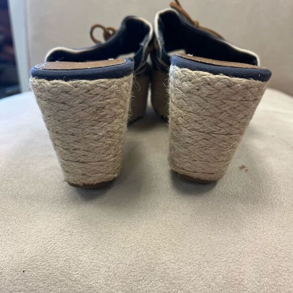 Sperry Nautical Stripe Espadrille Wedge Slip On Slides sz 8.5 EUC - Picture 7 of 7